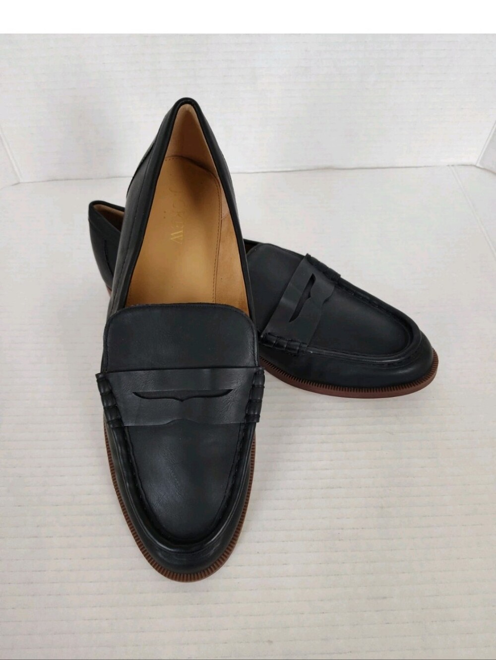J Crew Faux Leather Penny Loafers Women's size 9.5 Slip on Shoes